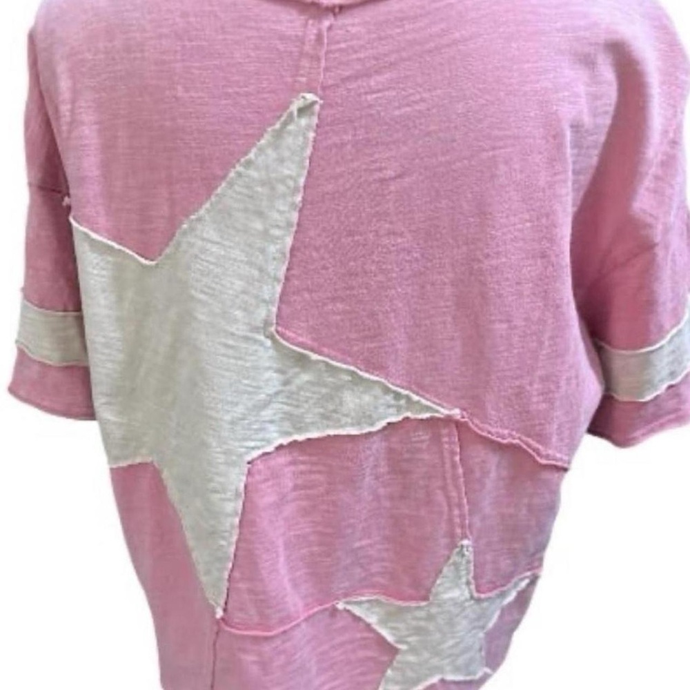 J.her pink mineral washed wide leg striped pants & oversized star patch top - Picture 5 of 9